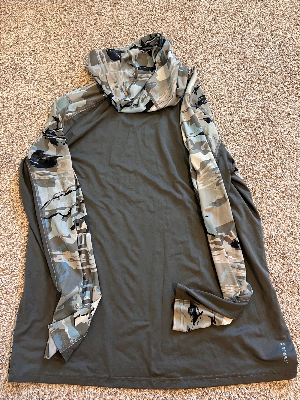 Grundens Solstrale Hoodie Blue & Gray Camo Sun protection upf 50 Pullover - Picture 2 of 3